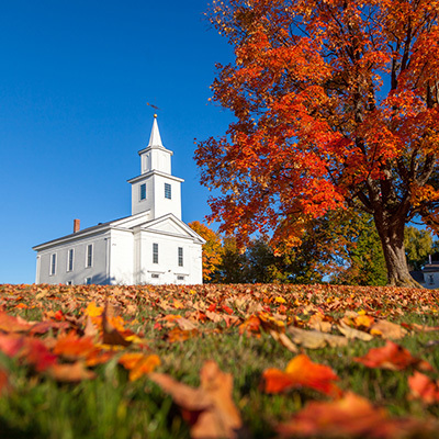 Church in fall colors 400x400