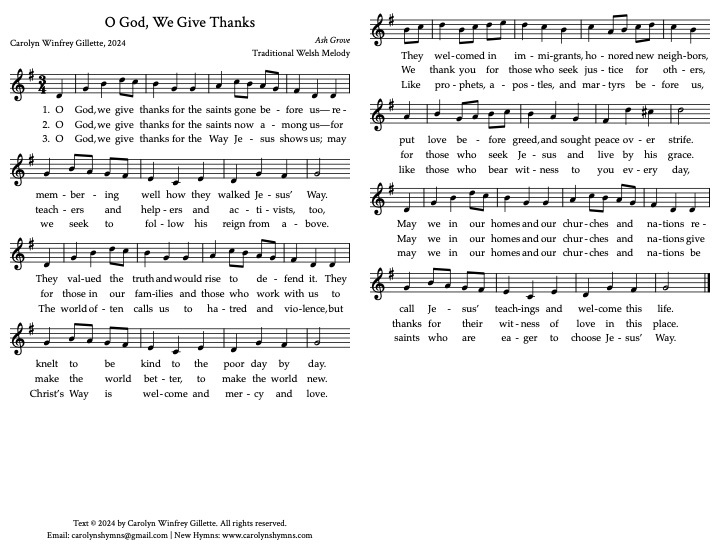 O God We Give Thanks 72px
