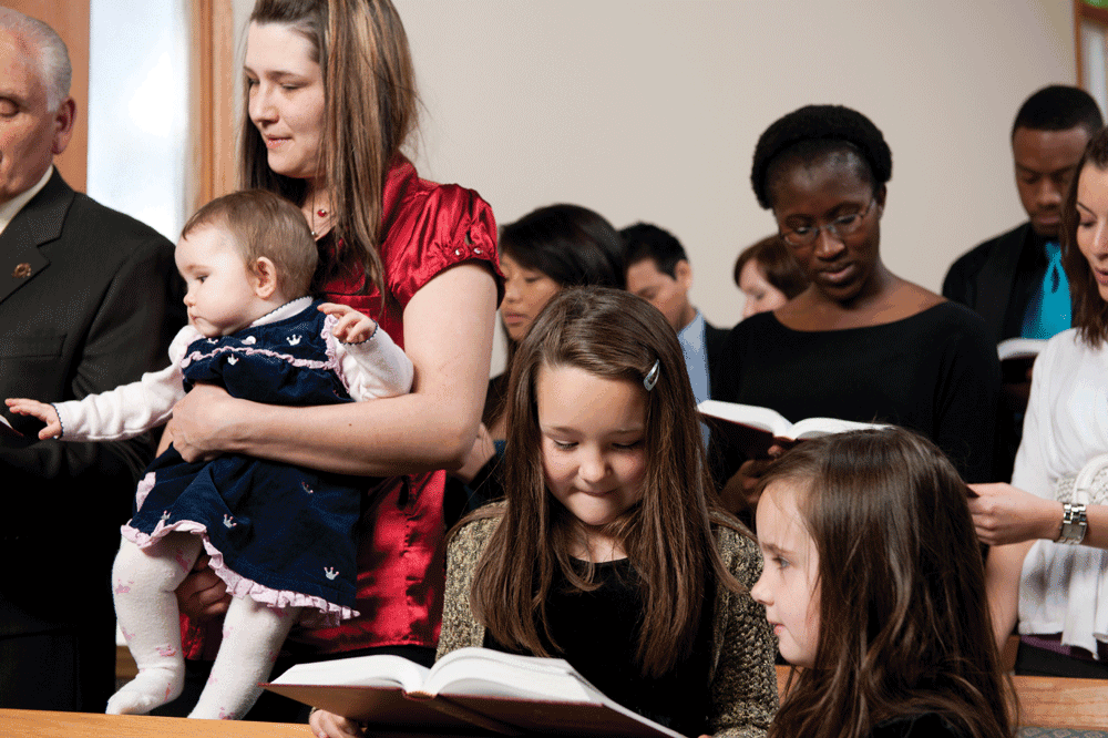 Stock children singing hymn